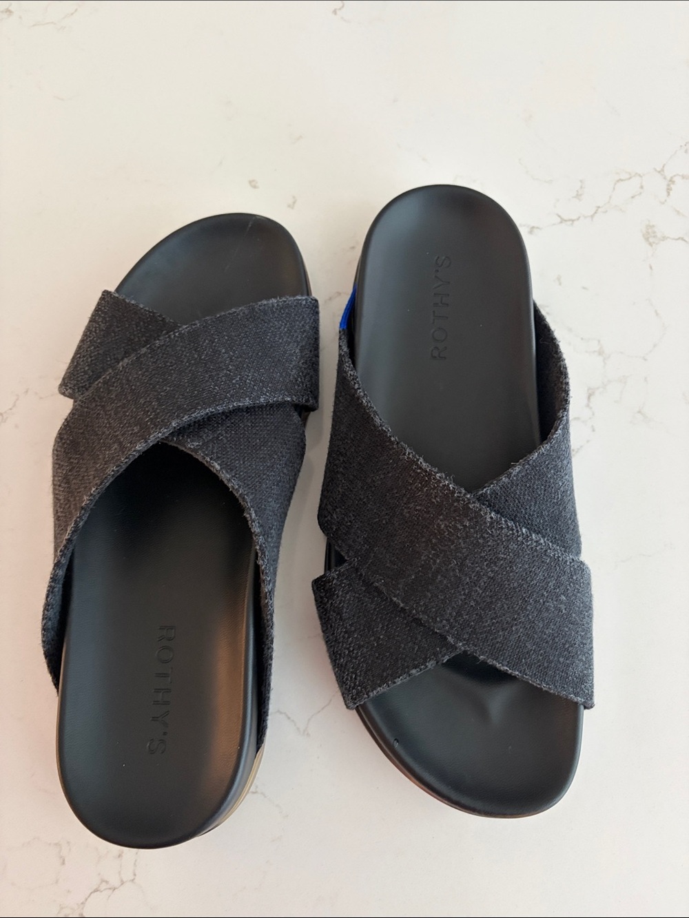 Rothy's Black Crisscross Slide Sandals